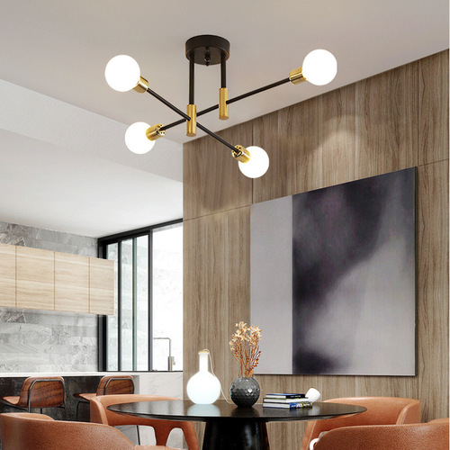 Cross-border Nordic modern minimalist living room ceiling lamp personalized iron bedroom restaurant lamp household LED bedroom lamp
