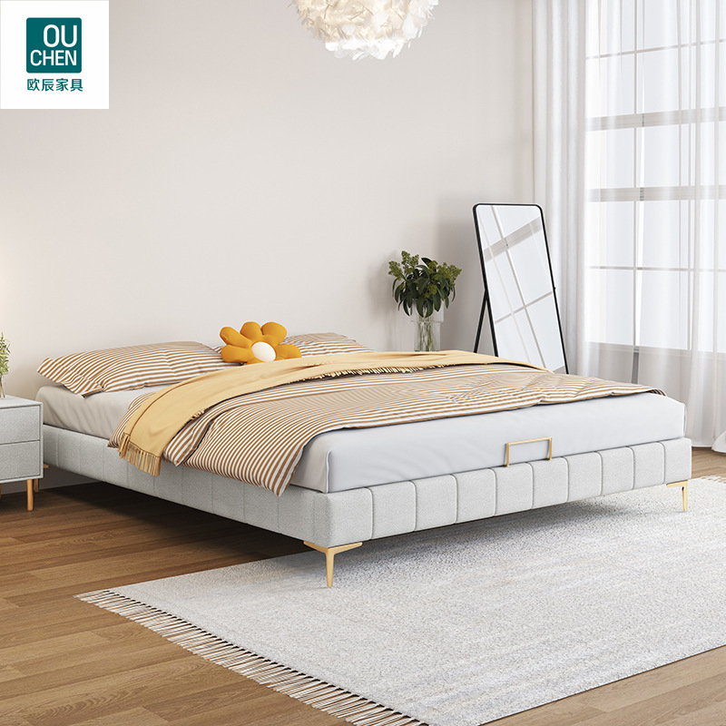 Japanese Style Minimalist Leather Bed 1.8 Master Bedroom Big Bed 1.5M1.35M Hotel Tatami Special Offer Bed Factory Direct Supply