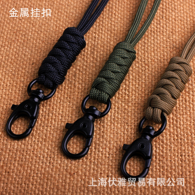 Z02 suministro de fábrica cuerda paraguas tejida hebilla de metal hebilla giratoria clave cuerda halter certificado tarjeta de fábrica cordón