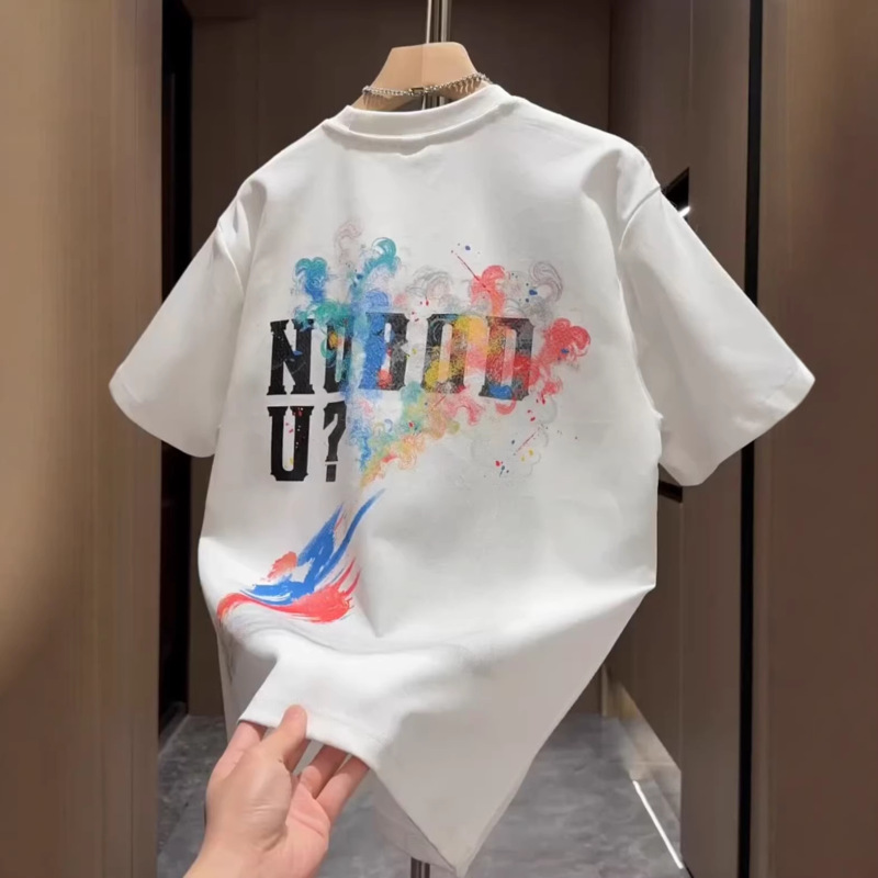Colorful Smoke Graffiti Short-Sleeve Men's 2026 Summer New Fashion Brand Printed T-Shirt Round Neck Casual Base Shirt Colorful Smoke Graffiti Short-Sleeve Men's 2026 Summer New Fashion Brand Printed T-Shirt Round Neck Casual Base Shirt