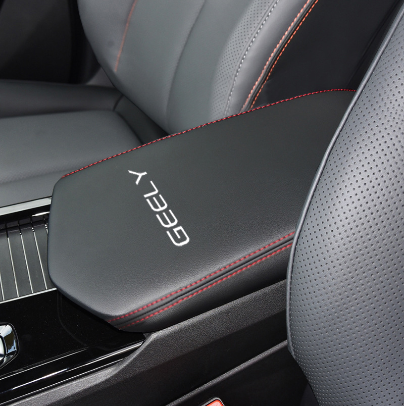 Armrest box: Geely Boyue L Center - 23-boyue-cool-black-leather-red-line-with-logo