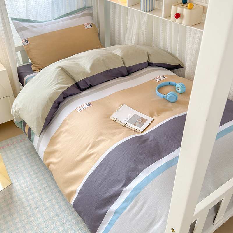 純綿学生寮寝具3点セット100枚、裸で寝られるシングルベッドシーツと掛け布団カバー|undefined