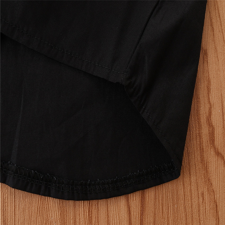 Terno infantil moderno, cor contrastante, camisa preta + macacão, calça vermelha, conjunto de 3 peças_voghion.com