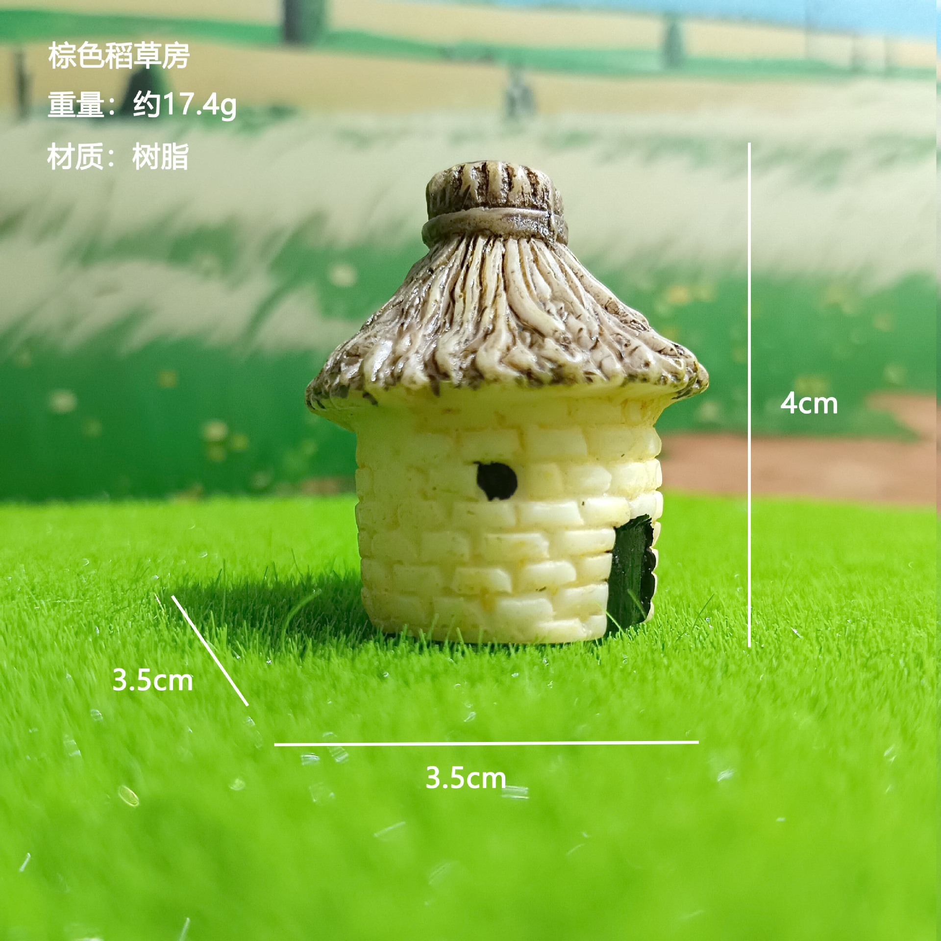 Decoración de paisajismo de pecera linda casa redonda casa con techo de paja micro paisaje ensamblaje de bricolaje granero pequeño adorno