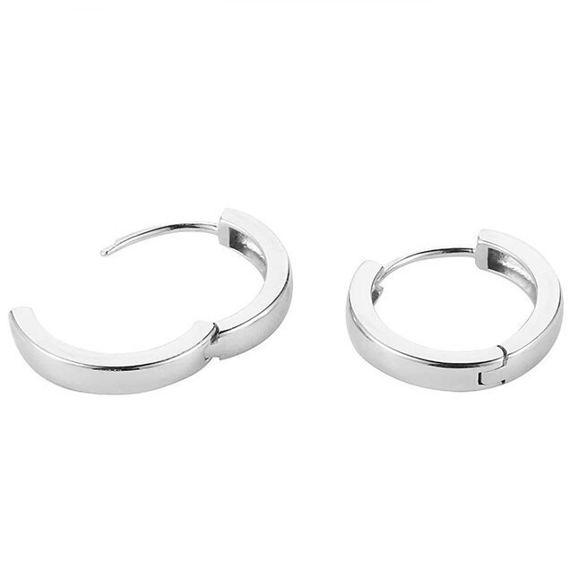 Men's Glossy Plain Hoop Earrings Minimalist Ear Accessory_voghion.com