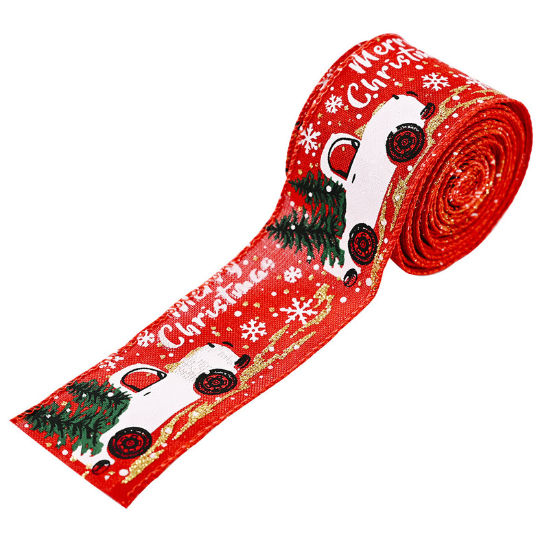 豪貝創意新作クリスマス装飾用品カラー自動車プリントリボンクリスマスツリー装飾リボン|undefined