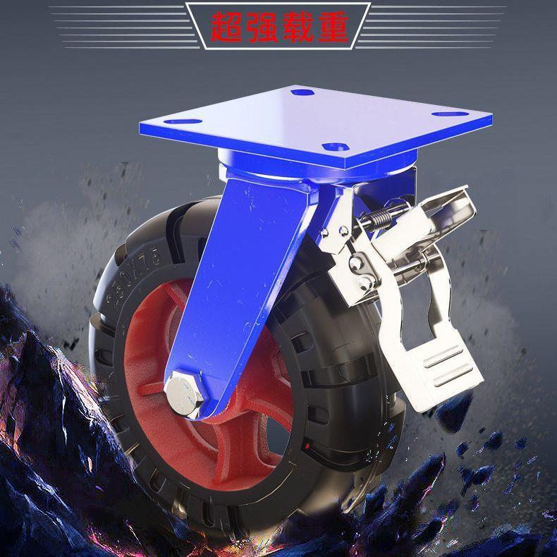 National Standard Heavy-Duty Swivel Caster Wheels, 1-Ton Casters, Thickened 6/8/10/ 12inch Inch, Reinforced Iron Core Rubber Universal Wheels for Flatbed Carts
