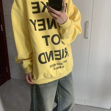 美式复古国潮牌字母印花连帽卫衣秋冬加绒百搭学生情侣款帽衫外套