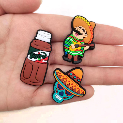 Mexican food series interesting diy clogs shoes flower shoe buckles croc garden shoe decorations