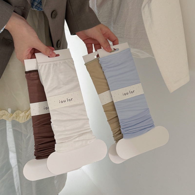 Ioulor Korean Style Versatile Footless Socks Slimming Leg Warmers for Women Summer Thin Ice Silk Lyocell Socks