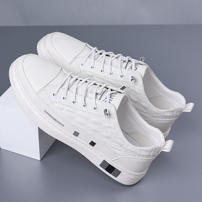 Trendige Weiße Herren Freizeitschuhe Aus Leder Flach Britisch_voghion.com