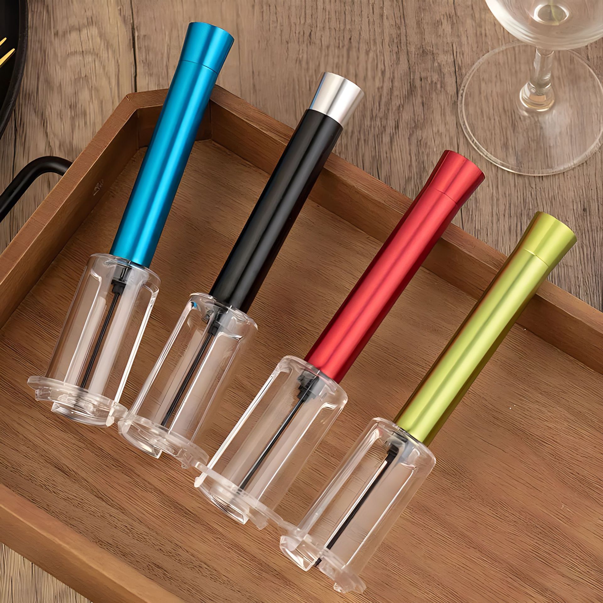 Cross-border pressure opener set aluminum tube four-piece set red wine pouring tool bottle mouth foil cutter wine accessories gift set