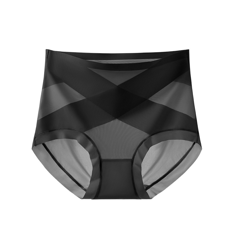 Ropa interior de abdomen sin costuras, cintura alta para mujer, barriga pequeña, glúteos fuertes para dar forma a los pantalones de cadera de seda de hielo posparto, ropa interior para mujer