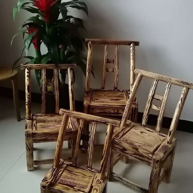 松木椅实木靠背椅农村传统手工椅农家乐麻将椅餐椅休闲换鞋儿童凳