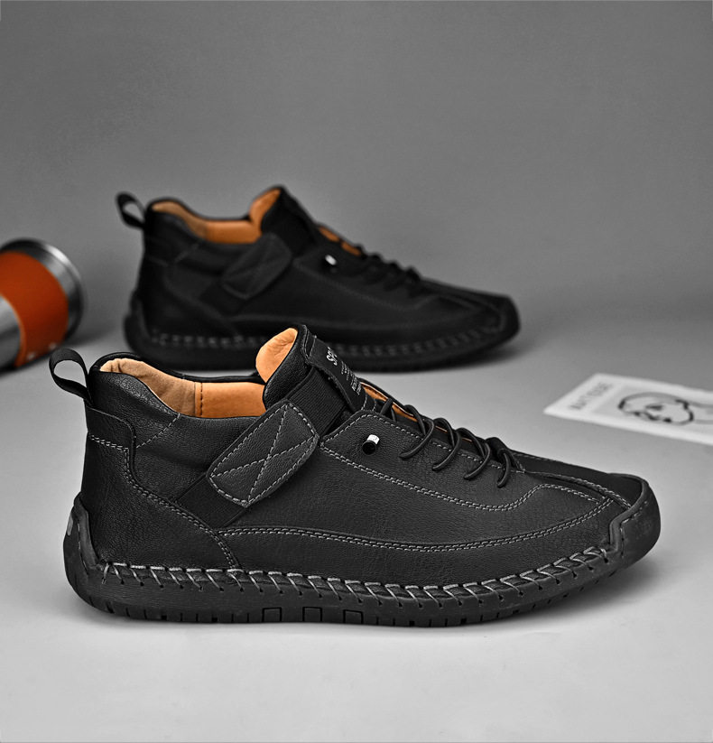 Bốt Martin cổ vừa unisex cỡ lớn, giày bốt da sợi nhỏ đế cao su, phong cách Hàn — 9888 Xanh quân đội, 9888 kaki, 9888 màu xanh lam, 9888 màu đen chi tiết 3