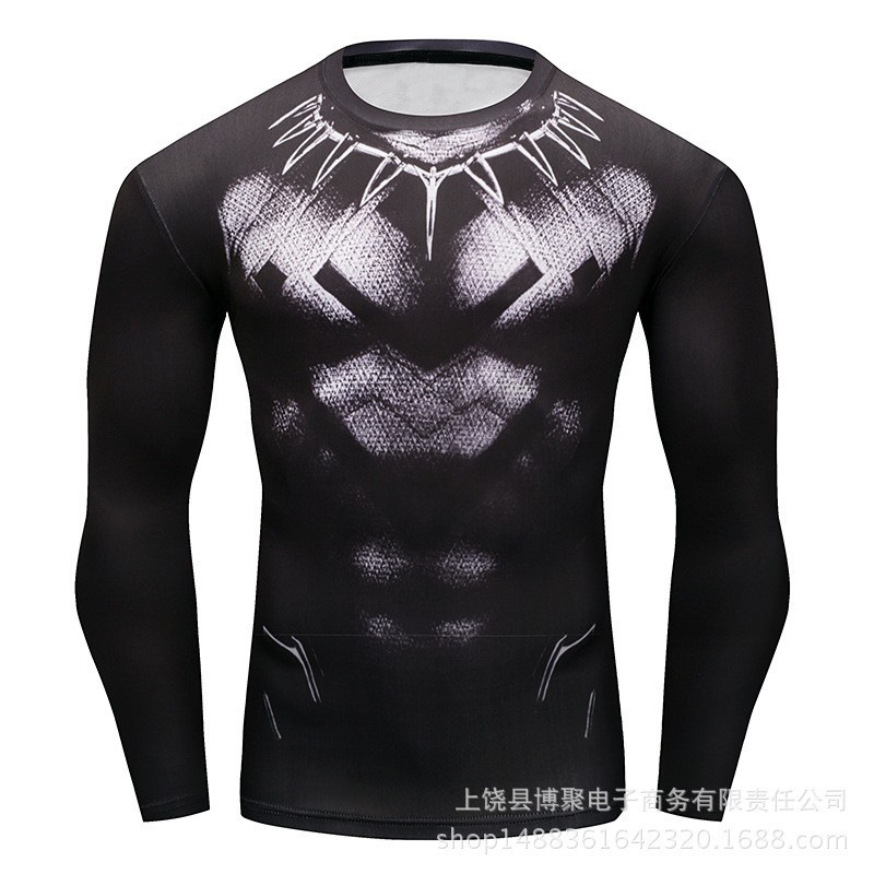 Qianxiong 3D Printed Aliexpress Long-Sleeved Batman Cosplay Long-Sleeved Tight Sports Men's T-Shirt Quick-Drying Clothing