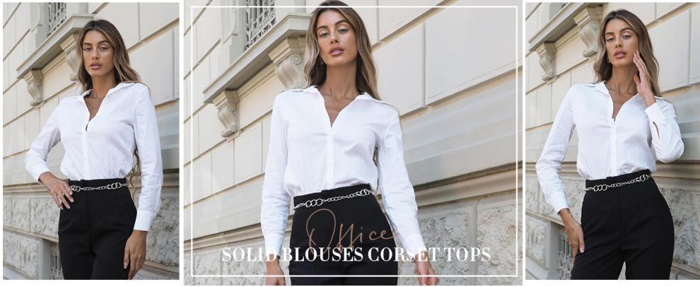solid work blouse tops