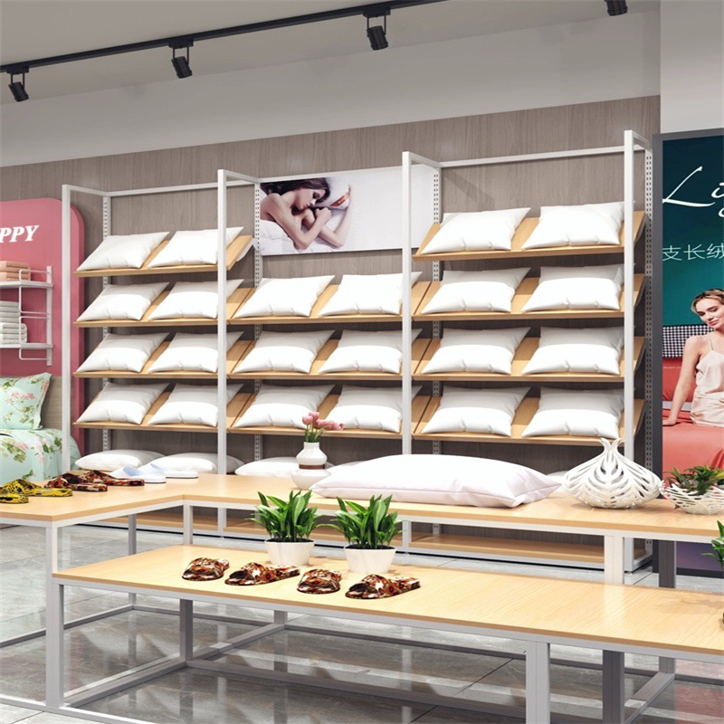 精品床上用品四件套家纺店货架枕头被芯陈列展示架置物架铁艺货柜