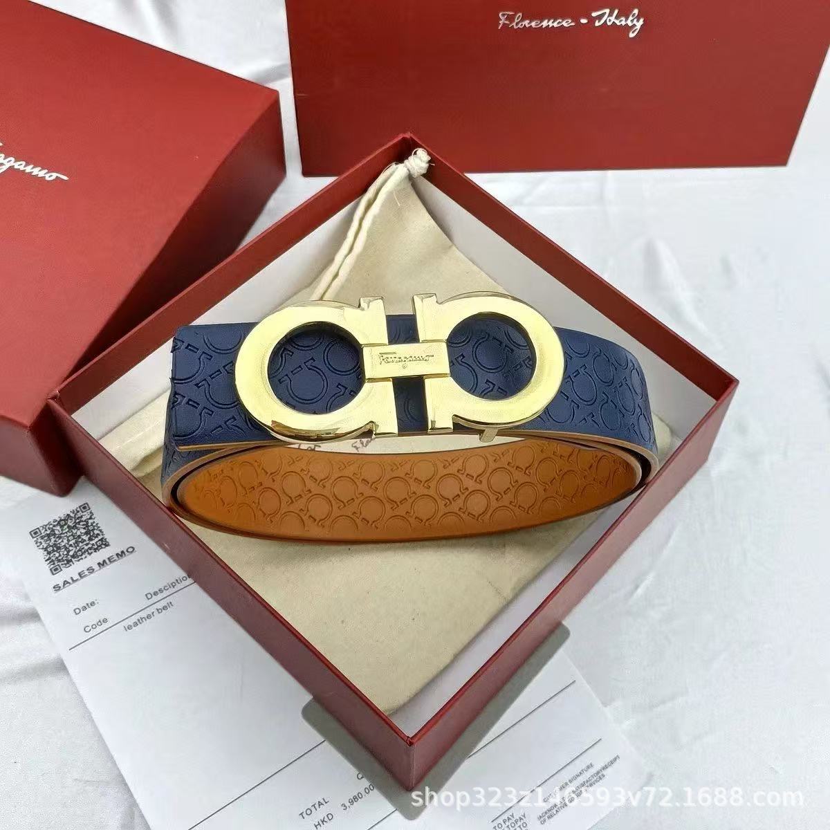 Blue horseshoe pattern gold buckle [hanging buckle-gift box] / 105cm