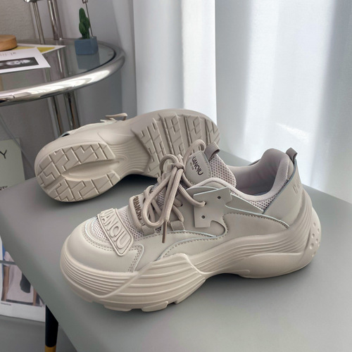 Dad Shoes Women's Puff Milk Ball  Spring Niche Round Toe Ugly Cute Versatile Thick Sole Mesh Casual Shoes HH2301