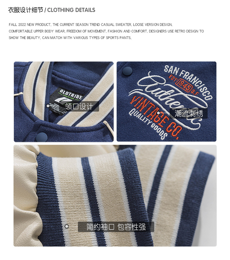 American trendy baseball suit spring and autumn, bf style embroidered jacket for men in street loose_voghion.com