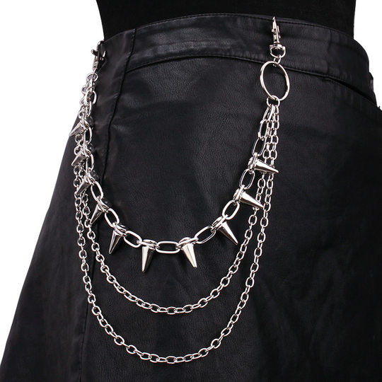 European and American cross-border jewelry hip-hop punk metal rivet stage performance multi-layer waist chain dress jeans accessories