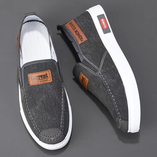 Summer Old Beijing Cloth Shoes Men's Korean-style Casual Slip-on Canvas Shoes Sneakers with Beef Tendon Soft Sole Non-slip Work Shoes