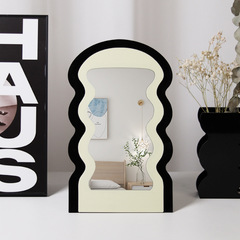 Nordic ins style wave mirror desktop desktop makeup mirror bathroom bedroom mirror entrance decoration special-shaped mirror