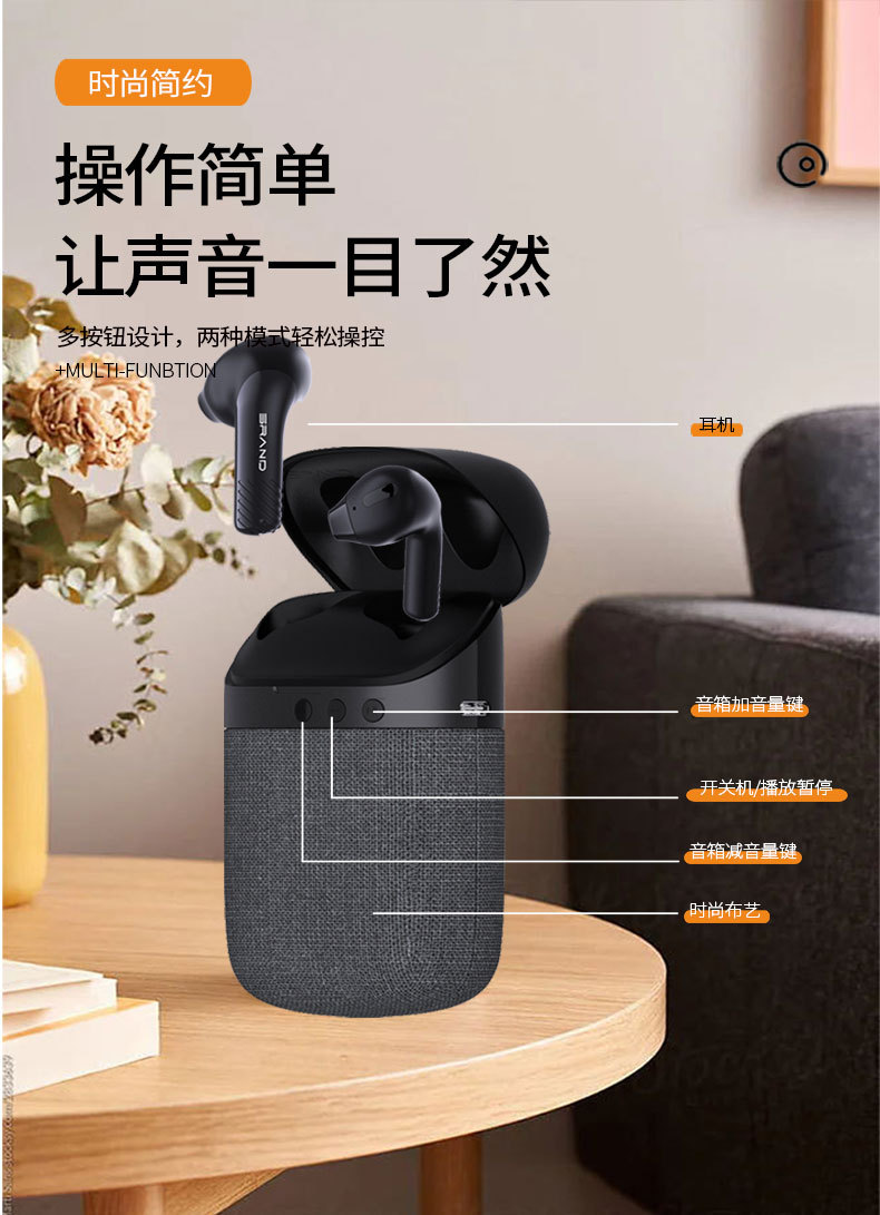 藍牙耳機無線藍牙小音響 戶外便攜無線藍牙入耳式耳機音箱二合一