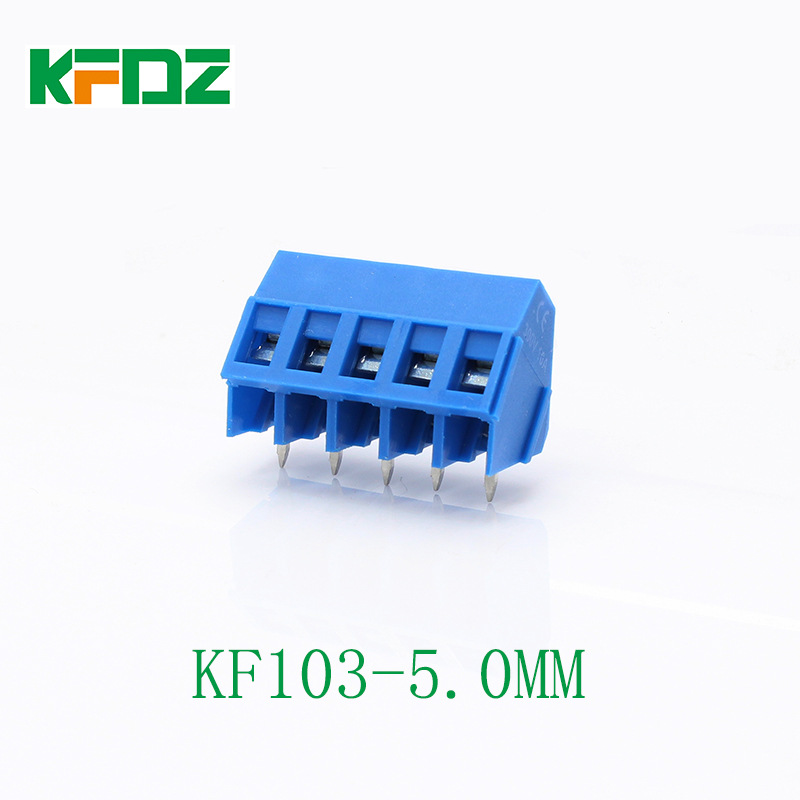 螺钉式PCB接线端子KF103-5.0间距5.0mm蓝色2P3P斜角45度可拼接铜
