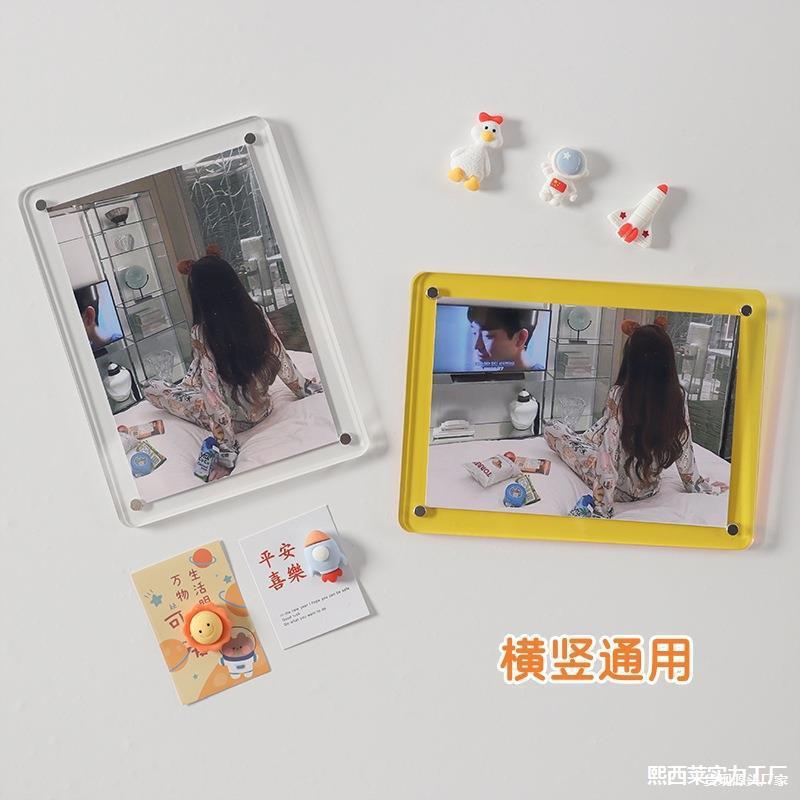 Travel Magnetic Stickers 3inch Wall Photo Frame Photo Display Rack Brick Refrigerator Photo Magnet Transparent Bean Display