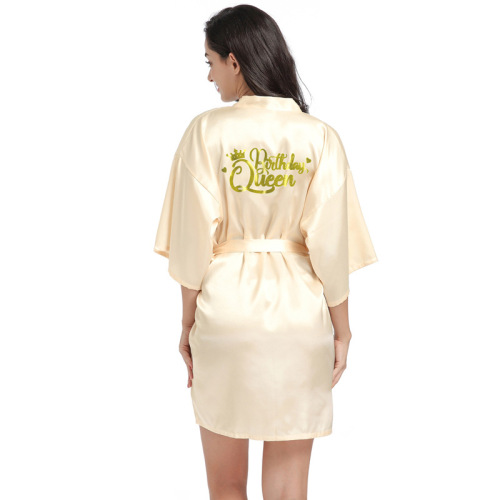 Illuminated Gold Birthday Queen Women's Short Sleeve Dopamine Cardigan Summer Thin Birthday Queen Party Robe