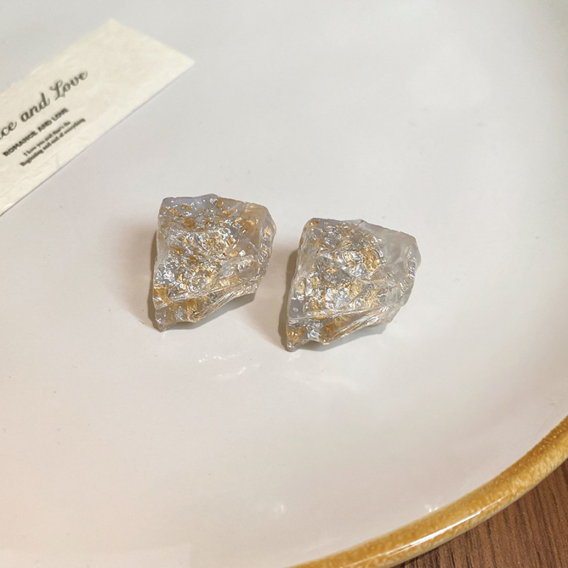 银针小清新蓝色树脂镶钻圆形耳环轻奢高级感耳钉小众森系气质耳饰|undefined