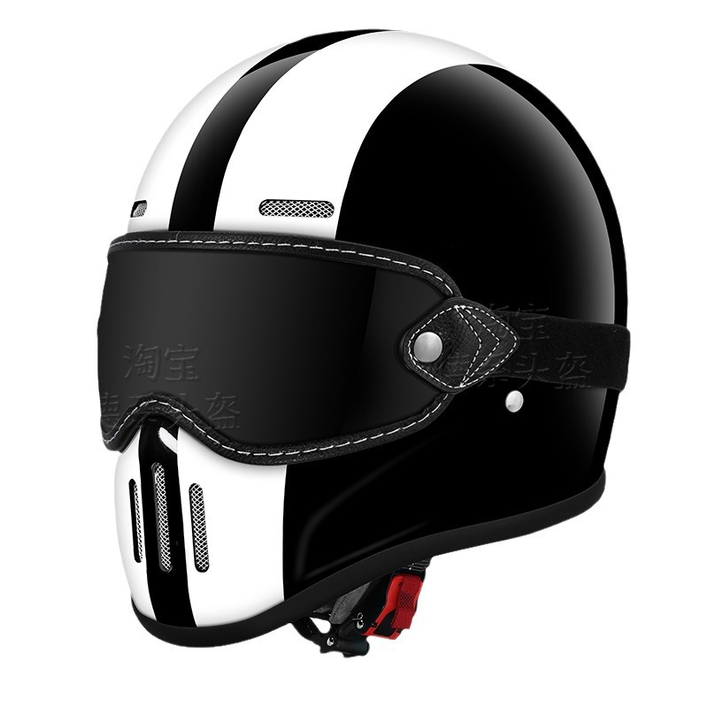 Nuevo estándar nacional 3C certificado retro casco completo crucero motocicleta casco hombres off-road fibra de carbono pequeño casco femenino