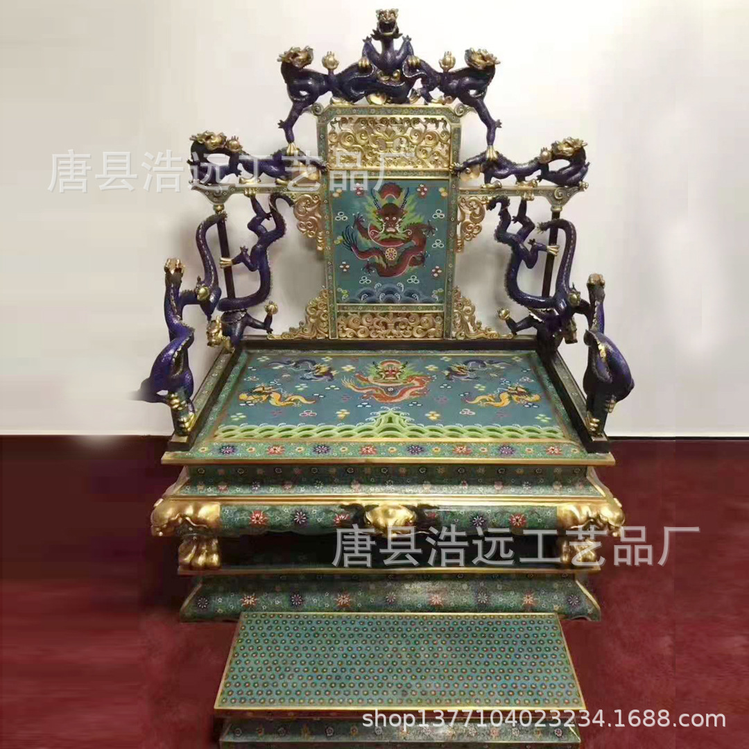 铸景泰蓝铜桌椅一套图片 户外大型铁椅子雕塑摆件 纯铜器工艺品