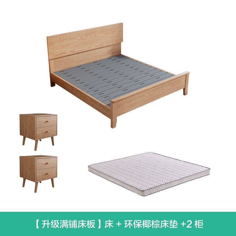 Cama de madera sólida de cera blanca de Fanyi 1.8m cama doble cama principal 1.2m 1.35m 1.5m simple cama de almacenamiento