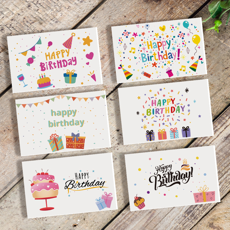 跨境新款birthday card生日卡片小清新高级感贺卡手写祝福卡批发
