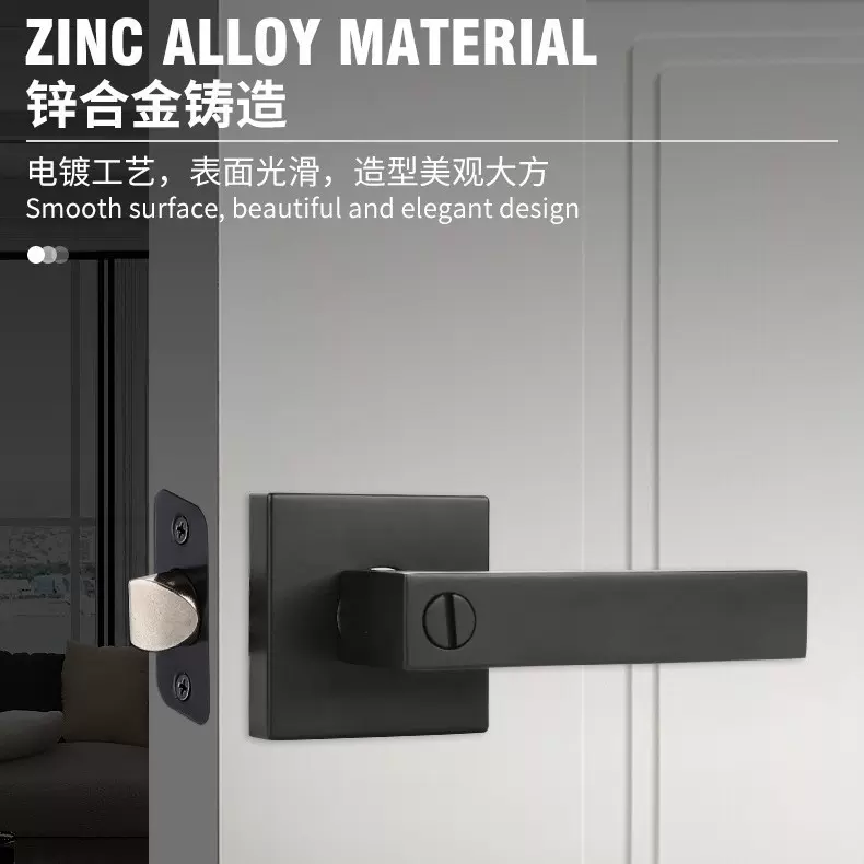 美式机械门锁卧室木门锌合金门把手家用卫生间浴室重型三杆执手锁