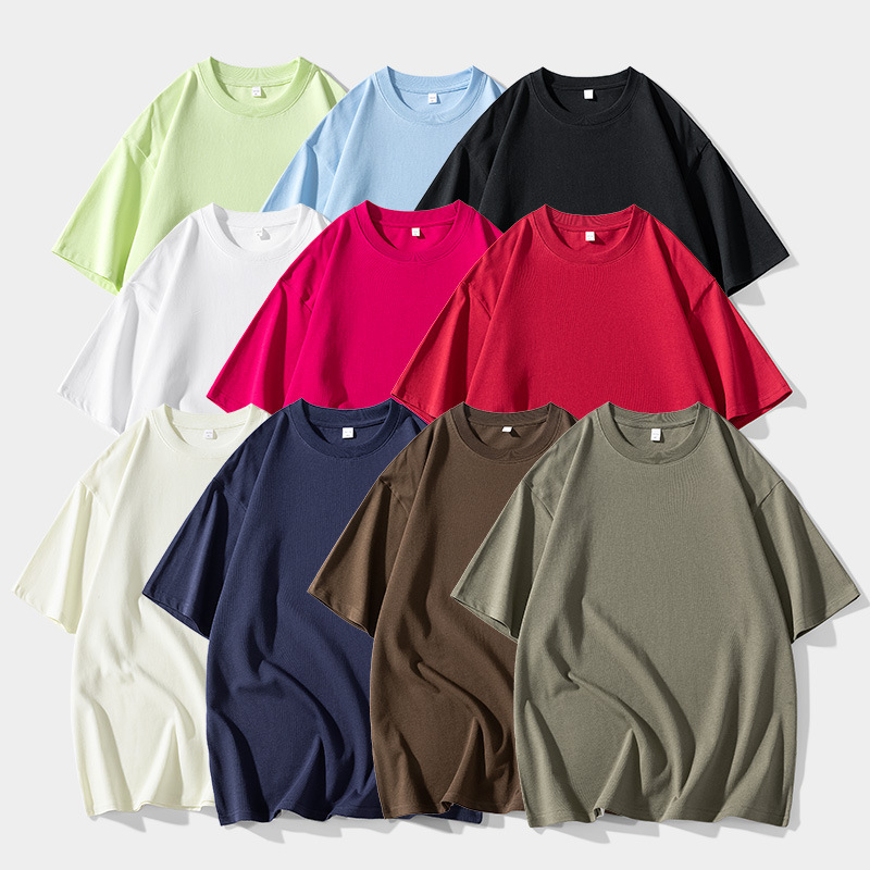 Short-sleeved T-shirt men's Japanese solid color heavy simple T-shirt summer loose fashion all-match half sleeve support printing