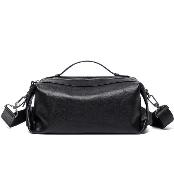 Túi đeo chéo nam da bò thật thuộc da, túi đeo vai kiêm túi xách tay nhỏ 29×11×17 cm — Màu đen