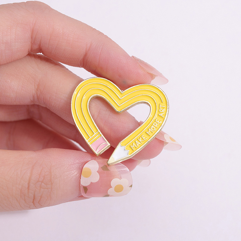 Heart Shape, pencil Pattern Simple Style Pin Heart Shape Pencil Alloy Stoving Varnish Unisex Brooches