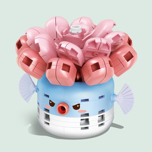 Senbao building blocks 611042 cute plants succulent potted immortal flowers girls ornaments educational toys children's gifts