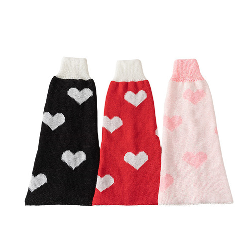 Red love wide-leg socks winter warm knitted wide-leg calf covers JK girls trend matching foot warmers
