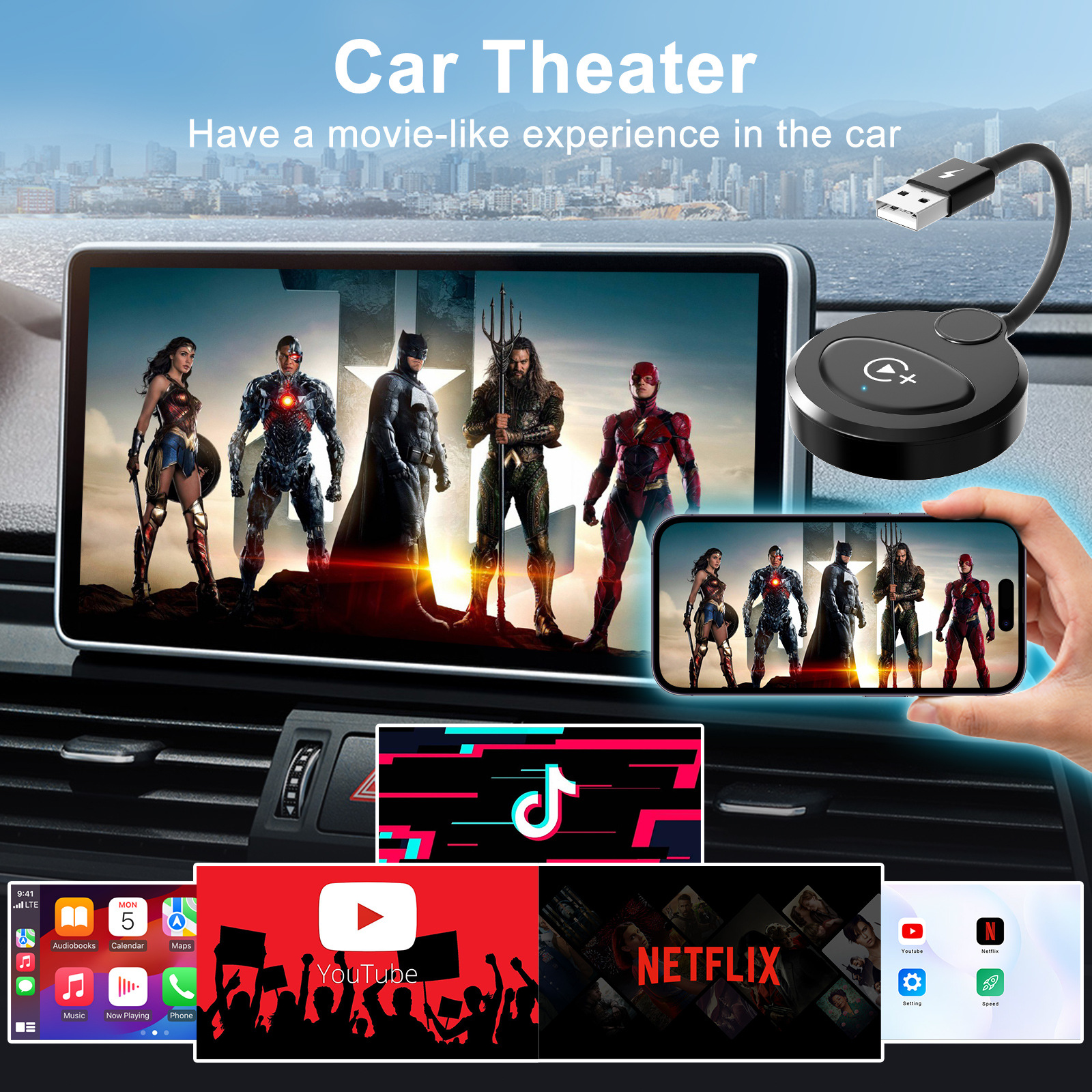 Cross-border Android Auto wired to wireless car machine interconnection Carplay box car video converter