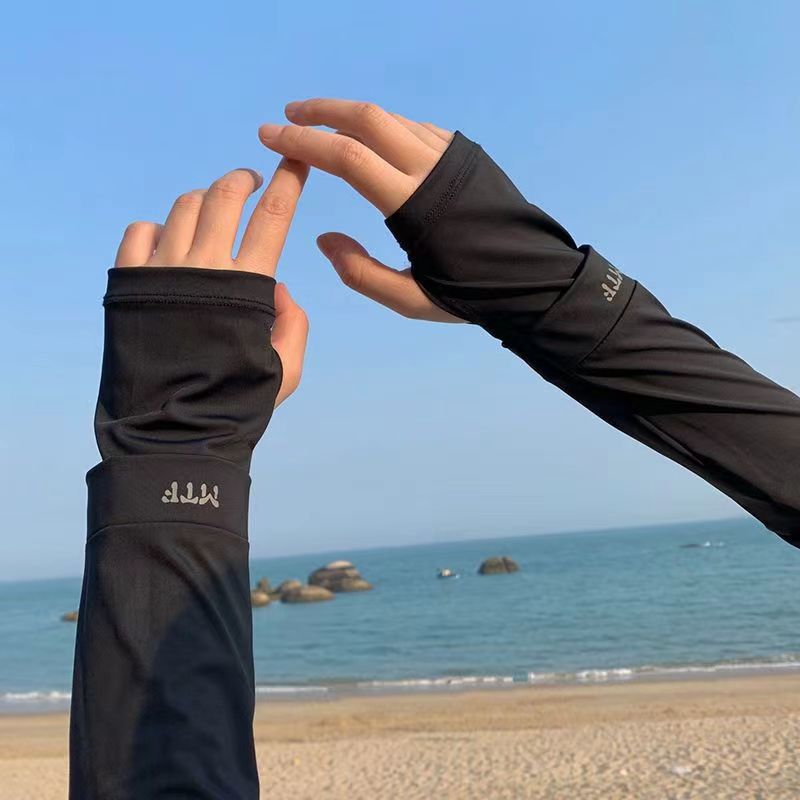 (2개) 여름 인터넷 패션 썬 스크린 아이스 실크 아이스 슬리브 보호 야외 UV 보호 얼음 편지 슬리브