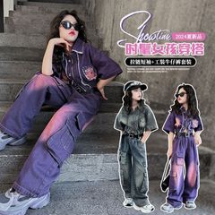 品質オリジナル大量スポット新型デニム洋風ゆるいワイドパンツデニムコートファッション女の子
