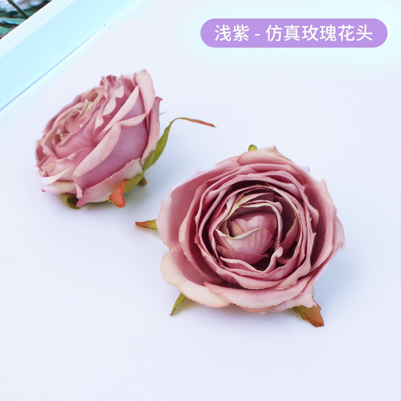 연한 보라색 인공 장미 머리 1개