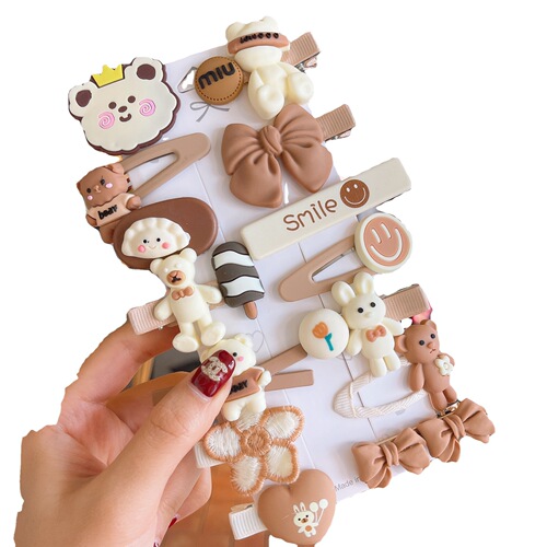 Spring new children's sweet hairpin girl cute broken hair bangs hairpin princess cartoon headdress set