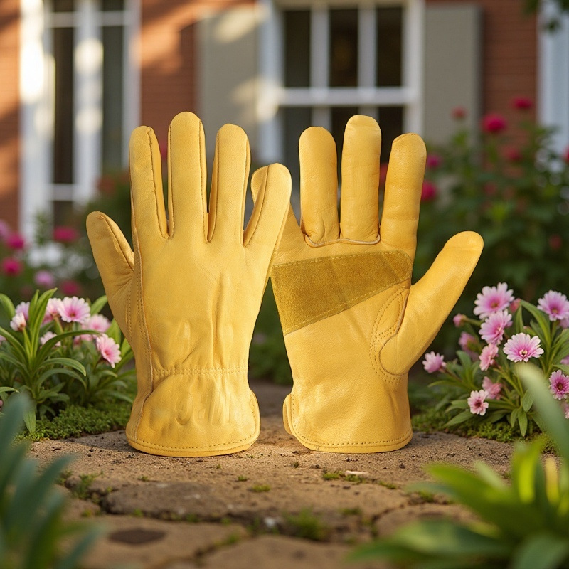 Guantes de protección laboral de piel de vaca de nuevo estilo, manipulación de trabajo, antideslizante, resistente al desgaste, jardinería, recorte, guantes de cuidado de jardín