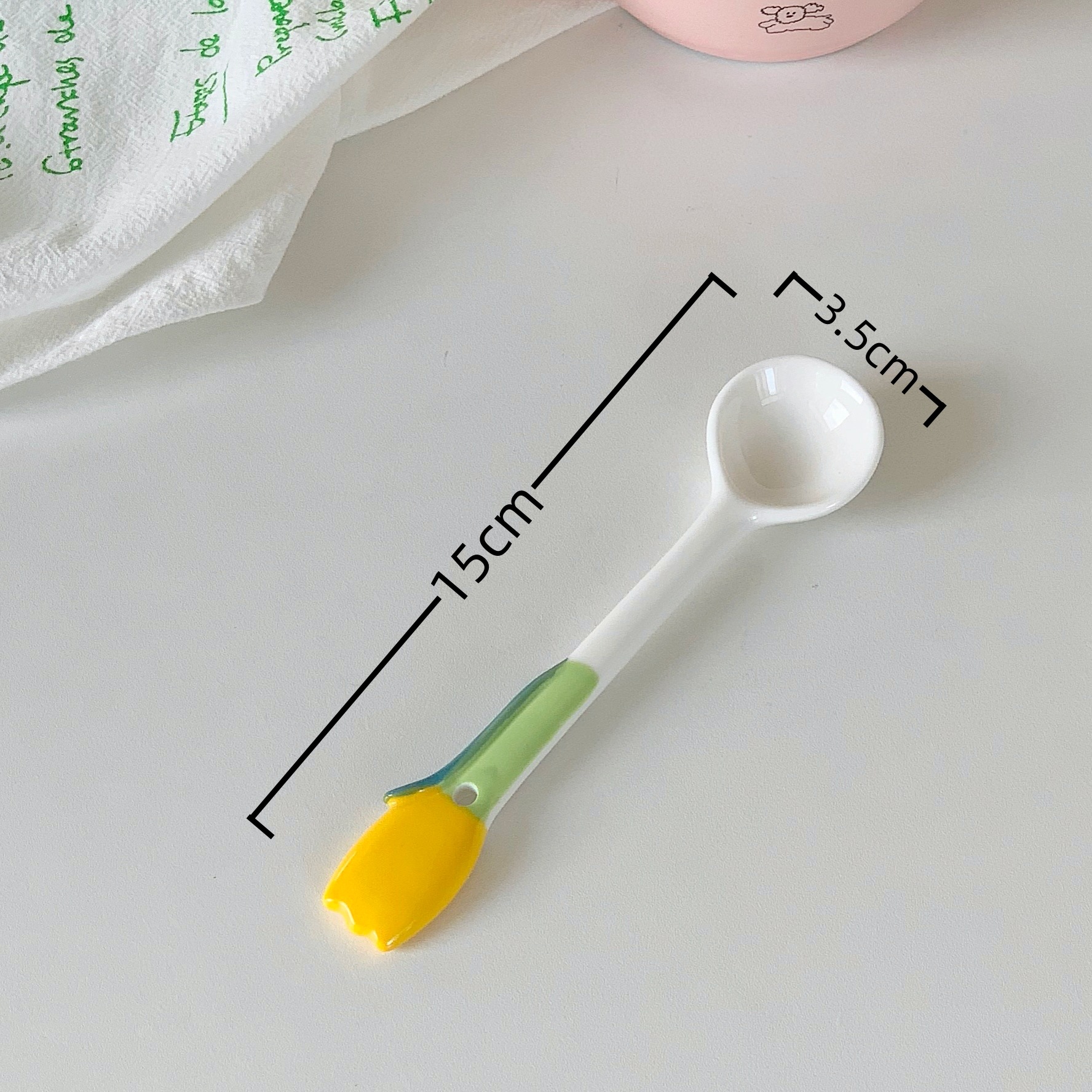 Cute Ceramic Coffee Scoop With Long Handle For Dessert And Stirring_voghion.com